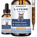 L-Lysine Suplemento para gatos - Immune Support - 60ML Lysine for Feline Respiratory, Sneezing, Runny Nose, Eye Function - Natural Cat Antibiotic Drops - Roast Chicken Flavor