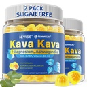 Kava Kava Gummies for Calm, Relaxation & Natural Sleep | w/GABA, Ashwagandha, Magnesium, Vitamin B6 D3 | High Potency Kava Root Extract Supplement | Sugar-Free, Melatonin-Free, 2 Pack