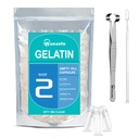 wananfu Size 2 Empty Capsules Gelatin (500 Count) Bundle with Capsule Tweezer and Micro Lab Spoon, Clear Fillable Gel Pill Capsules Size 2 for Making Your Own Supplements