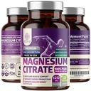 Pure Magnesium Citrate Capsules 1250mg, Fácilmente Absorbed and Purified Trace Mineral for Muscle and Digestive Support, 120 Caps