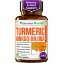 Ginko Biloba Capsules with Ginkgo Biloba 120mg & Organic Turmeric for Joint Support, Focus and Brain Health – Gingo Biloba Supplement with Black Pepper (Bioperine) for Max Absorption – 120 Count