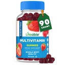Gummies multivitamínicas libres de azúcar vivas  sometidas con vitamina A, C, D, E, Niacin, B6, Folate, B12, Biotina, ácido pantoténico, Zinc  Great Tasting Adult Multivitamin Gummy ← 90 Gummies