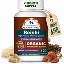 CANCER SCIENCES Reishi Wellness Mushroom Supplement Capsules, USDA Certified Organic Mushrooms Extract, Extra Strength 1,500 mg, High Potency 40% Beta-Glucans, Immune Support, Anti-aging, 120 cápsulas
