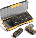AM PM Organizador de píldoras 2 veces al día, 7 días Caja de píldoras Organizador semanal Viaja con contenedor separado, dispensador de medicamentos diarios portátiles para vitamina, aceites de pescado, suplementos (BlackGold)