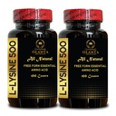 L-LYSINE 500 - L-Lysine HCl, Lysine Supplement, Immune Support, Gluten Free, Supports Healthy Skin, L-Lysine 500mg per Capsule, Amino Acid Vitamin Supplement - 2 Bottles 200 Counts