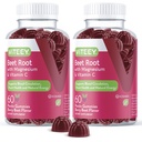 Viteey Beet Root Gummies con Magnesio & Vitamina C - Suplemento de Beetroot para la salud del corazón, la presión arterial Soporte - Vegan, sin gluten - 120 Conde