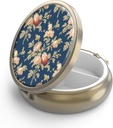 Pill Case Pill Box with Mirror Retro 3 Compartment Small Pill Case for Purse or Pocket Bronze Small Roud Pill Box or Vitamins, Fish Oil, Supplements, Pill Containe Travel Gifts( Retro Rose Floral)