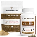 Mushrooms reales Lions Mane for Humans (60 Servings) and Pets (120ct) - Powder " Capsules Bundle for Cognition " Immunity - Vegan, Non-GMO, Gluten-Free, Grain-Free Mushroom Extract Suplementos