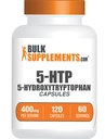BulkSupplements.com 5-HTP Capsules - 5-Hydroxytryptophan, Mood Support Supplement - Gluten Free, 2 Capsules per Serving (400mg), 120 Capsules (Pack of 1)