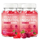 Myo-Inositol & D-Chiro Inositol Gummies, Raspberry Flavor (2 Pack) | 40:1 Ratio – with Vitamin D3, Magnesium Glycinate for Female Hormonal Balance, Ovarian Health & Wellness, 120 Count