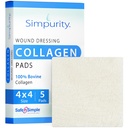 Collagen Pads for Wounds - 4" x 4" - 5 Count, Bovine Collagen Wound Dressing Pads, Non-Adherent Collagen Dressing for Wound Care, Chronic and Acute Wounds, Safe n' Simple Wound Care Supplies