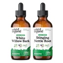 Wild & Organic White Willow Bark Tincture 4 fl oz & Stinging Nettle Root Tincture 4 fl oz