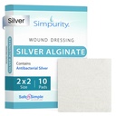 Silver Calcium Alginate Wound Dressing - Simpurity - 2"x 2" Individual Thick Pads - Dressing for Wound Care - Sterile Calcium Alginate Pads with Silver - Safe n' Simple Wound Care Products