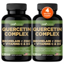Gade Nutrition Organic Quercetin with Bromelain Vitamin C and Zinc | Immune Support Supplement Quercetin 500mg Capsules | Bioflavonoids Made in USA Third Party Tested | 4 Months Supply