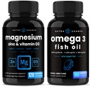 NutraChamps Magnesium Zinc &amp; Vitamina D3 Capsules y Omega 3 Fish Oil Capsules 2 Pack Bundle