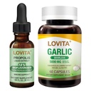 LOVITA Heart & Immune Bundle - 1 Propolis Drops & 1 Odorless Garlic Extract (5000mg), Allicin & Bioflavonoids Support (2 Pc Set)