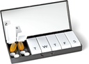 PORT X POLISH Designer Weekly Pill Box Organizer (Single 1X Daily, Classic Black) Silencio Compacto, Estilizado 7-Day Vitamin Supplement Case ← Cute Portable Mini Travel Medicine Carrier  BPA-Free Pillbox Caddy