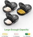 Organizador de píldoras Fullicon 2 veces al día, Caja de píldoras semanales AM, Organizador de medicina extraíble, Casos de píldoras Dos veces al día - (Negro)