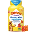L’il Critters Gummy Vites No Sugar Añadido Daily Gummy Multivitamin for Ages 2+ Toddlers &amp; Kids, Vitamin C, D3 for Immune, Strawberry and Orange Flavors, 100 Gummies