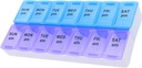 7 Día semanal AM Organizador de píldoras, ShysTech Caja grande de píldoras para píldoras Suplementos de vitamina Medicación (Purple/Blue)