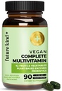 Future Kind Vegan Multivitamins Complete - 42-in-1 Vegan Multivitamins for Women &amp; Men with Enzymes, B12, Zinc, " Probiotics for Digestion (90 tabs in Recycled Bottle)