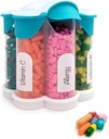 Organizador extra grande de píldoras diarias, semanales, suplemento mensual botella, dispensador de píldoras Cute Blossom con 7 compartimientos XL, caja de píldoras fácil de abrir para vitaminas, medicamentos, etiquetas incluidas