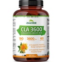 Zazzee High Potency CLA 3600, 180 Softgels, 3600 mg por Serving, ácido linoléico conjugado del aceite de girasol, concentrado y estandarizado, 60 Day Supply, Non-GMO y fabricado en los EE.UU.
