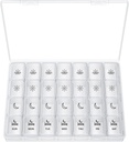 XL Pill Organizer 4 veces al día, BUG HULL Extra Large Weekly Pill Box Case, 7 Day Vitamin Container Daily Pill Holder for Cod-Liver Oil, Vitaminas, Suplementos (White)