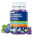 Magnesio Potasio Suplemento Gummies - Alta Absorción calma Magnesio Glycinate &amp; Potassium Citrate Plus Coenzyme Q10, DHA, D3, Mineral &amp; Calcium for Zzz, Leg Cramps & Muscle - 60 Blueberry Gummies