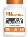 BulkSupplements.com Cordyceps Mushroom Capsules - Cordyceps Extract, from Cordyceps Sinensis - Gluten Free, 2000mg Equivalent Serving - 1 cápsula por Serving, 240 Veg Capsules (Pack of 1)