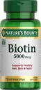 Nature's Bounty Biotin 5,000 mcg Caps, 72 ct