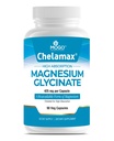 Chelamax Magnesium Glycinate. Mar Muerto Fuente, Magnesio 100% Chelated para el soporte para dormir, calambres musculares, salud ósea. Hecho en EE.UU., 3er Partido Tested,Heavy Metal Free,Glicinato de Magnesio Capsules.