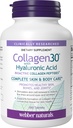 Webber Naturals Collagen30 con ácido hialurónico, péptidos colágeno bioactivo, 180 Tabletas, ayuda a reducir las arrugas del ojo y la línea facial fina, no GMO