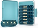 Organizador semanal de píldoras 4 veces al día, 7 Day Pill Box 4X, Portable for Travel Pills/Vitamin/Fish Oil/Medication/Supplements (4x7 Blue)