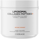 Péptidos de colágeno Liposomal Pólvora + Vitamina C & Quercetina, Complejo de fosfolípidos, Colágeno Hidrolizado de Grass-Fed Tipo I & III Suplemento All-in-One, Non-GMO, 14.97 oz