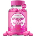 Equilibrio hormonal para mujeres Gummies + suplemento de alivio PMS - Soportes Mood Swings, piel clara, cáñamo reducido y ruborización - Hormonal PMS Gummies PCOS Vitamina con arándano, Dong Quai (60 Gummies)
