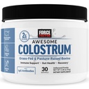 FORCE FACTOR Awesome Colostrum to Support Gut Health, Immune Function, Recovery, &amp; More, Bovine Colostrum Supplement, Pasture-Raised, Grass Fed, Hormone Free, Naturally Unflavored, 30 Servings