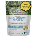 Plantafusion Mushroom Protein Powder - 3 en 1 Pólvora Vegan Proteína, Suplemento de Mushroom y Suplemento Adaptógeno - Apoyo mental, inmunidad y recuperación - Vainilla 1lb