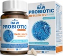 Probióticos crudos para Mujeres y Hombres - 100 Billones CFU, 35 Strains, Prebióticos Orgánicos " Enzimas Digestivos Naturales para la Salud Digestiva, Gut &amp; Immune - Dairy, Soy y Gluten Gratis, No GMO, 60 cápsulas Vegan