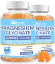 Magnesio libre de azúcar Glycinate Gummies con L-Threonate, Suplementos de Magnesio para Mujeres y Hombres con Ashwagandha, L-Theanine, GABA, Vitamina C, B6