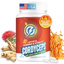 Cordyceps Mushroom Capsules - Immune & Energy Support Supplement with Cordyceps Militaris, Maca Root, Ginseng, Rhodiola, Mushroom Supplement for Endurance, Stamina, Athletic Performance, 60 cápsulas