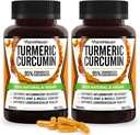 Curcumina Turmérica con BioPerine Black Pepper & 95% Curcuminoids, Absorción Máxima para Soporte Conjunto, Capsules Turméricos No GMO, Made in USA - 180 Veg Caps