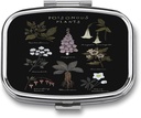 Metal 2 Organizador de píldoras Organizador Travel Friendly Portable Compact Pill Box Cute Pill Case to Hold Vitamins,Fish Oil,Supplements,Meds,Tablet for Purse,Pocket. (Plantas venenosas)