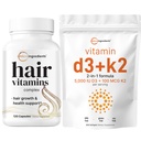 Micro Ingredientes Vitamina D3 5,000iu + K2 100mcg Softgels &amp; Hair Vitamins Complex Capsules Bundle 2 Pack ← Esencial Sunshine Vitaminas ← 14-in-1 Advanced Hair Growth Support