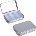 2Pack Pill Box 3 Caja de Píldora de Compartimiento, Caja de Píldora de Metal Portátil con Espejo para Medicina, Vitaminas, Aceite de Pesca y Suplementos, Caja de Píldora Portátil para Bolsillo o Púrpura
