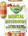 MENTAL Mushroom Capsules, Suplemento de Extracto Orgánico w / Mane de León, Cordyceps, Reishi y Chaga, Boost Your Focus, Energy, Wellness and Immune System - Nootropic Mushrooms, Immune Support 90ct