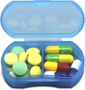 Pill Case for Purse Small Pill Organizer Portable Travel Daily Pill Containers AM &amp; PM Mini Pill Box Vitamina, Fish Oil, Supplement Holder (Blue)