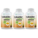Suplemento de la Curcumina Turmérica - 2250mg/d - Cápsulas de verduras - 95% Curcuminoides con Pimiento Negro Extracto (Bioperina) - 750mg Cápsulas - 100% Orgánico - Turmérico Poderoso (Pack of 3)