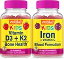 BuenoSí Vitamina D3+K2 Niños + Hierro + Vitamina C Niños, Gummies Bundle - Gran Tasting, Suplemento de vitamina, Gluten Gratis, GMO Gratis, Chewable Gummy