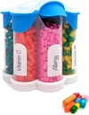 Organizador extra grande de píldoras diarias, semanales, suplemento mensual botella, dispensador de píldoras Cute Blossom con 7 compartimientos XL, caja de píldoras fácil de abrir para vitaminas, medicamentos, etiquetas incluidas